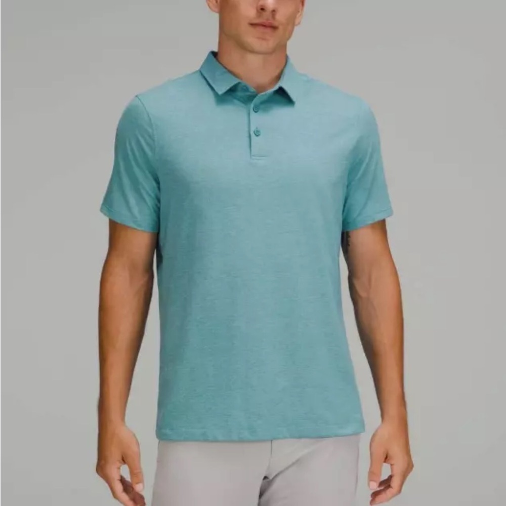 Lululemon Evolution Short Sleeve Polo Shirt Sz M Heathered Teal